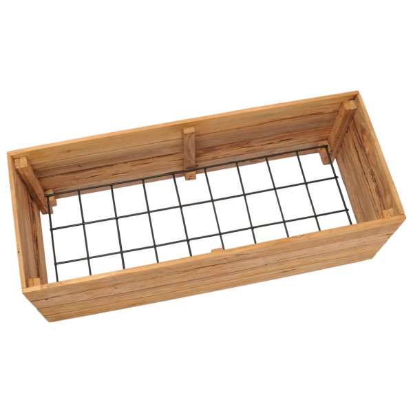 Jardinera madera maciza de teca y acero 100x40x38 cm M 5