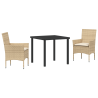 Conjunto de Jantar para Jardim 3 Peças com Almofadas Bege em Rattan Sintético 2