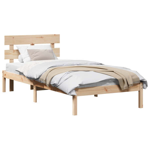 Estrado de Cama com Cabeceira 80x200 cm Madeira Sólida de Pinho M 3