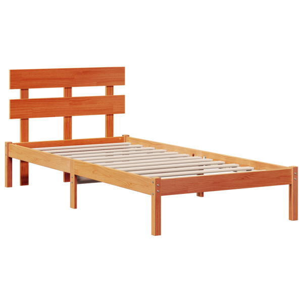 Estrado de Cama com Cabeceira Castanho 100x200 cm Madeira Maciça de Pinho M 2