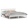 Estructura de Cama con Cabecero Blanca 200x200 cm Madera Maciza de Pino 4