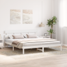Estructura de Cama con Cabecero Blanca 200x200 cm Madera Maciza de Pino 5