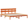 Estructura de cama con cabecero marrón encerado 200x200 cm de madera maciza de pino 2