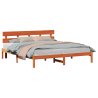 Estrado de Cama com Cabeceira Castanha 200x200 cm Madeira Sólida Pinho 3