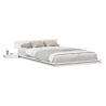 Marco de Cama de Suelo con Mesas de Noche Blancas 140x190cm Madera Maciza 4