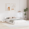 Estrutura de Cama de Chão com Mesas de Cabeceira Branca 120x190cm Madeira Maciça 1