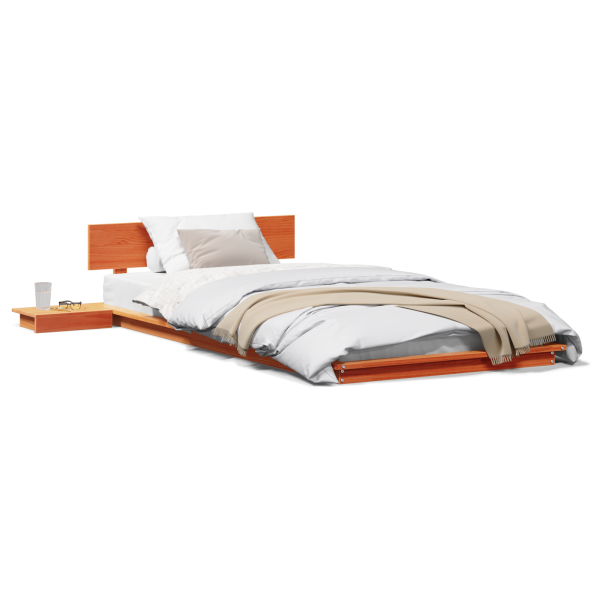 Estrado de Cama com Mesas de Cabeceira Castanho Encerado 100x200cm Madeira Maciça M 4