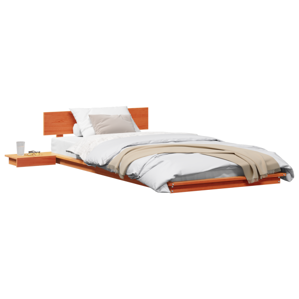 Estrado de Cama com Mesas de Cabeceira Castanho 90x200cm Madeira Maciça M 3