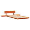 Cama de Plataforma con Mesas de Noche Marrón Encerada 80x200cm Madera Sólida 2