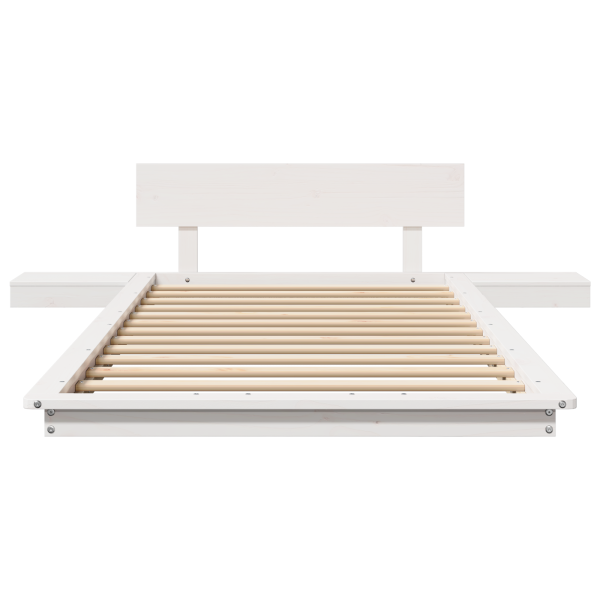 Estrado de Cama com Mesas de Cabeceira Branco 75x190cm Madeira Maciça M 5