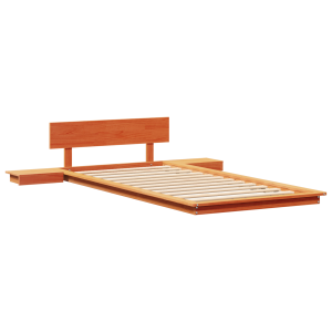 Estrado de Cama no Chão com Mesas de Cabeceira Castanho 75x190cm Madeira Maciça H