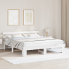 Estrado de Cama com Cabeceira Branca 200x200 cm Madeira Sólida Pinho 1
