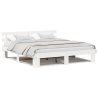 Estrado de Cama com Cabeceira Branca 200x200 cm Madeira Sólida Pinho 4
