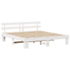 Marco de cama con cabezal blanco 180x200 cm madera maciza de pino 2
