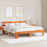Marco de cama con cabecero marrón 180x200 cm de madera maciza de pino 1