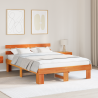 Estrado de Cama com Cabeceira Castanho 160x200 cm Madeira Sólida de Pinho 1