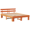 Estrado de Cama com Cabeceira Castanho 160x200 cm Madeira Sólida de Pinho 2