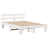 Estrado de Cama com Cabeceira Branco 150x200 cm Madeira Sólida de Pinho 2