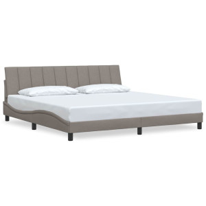 Cama sem colchão 200x200 cm tecido cinzento-acastanhado H