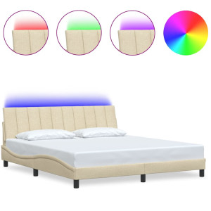 Estrutura de cama sem colchão 180x200 cm tecido cor creme H