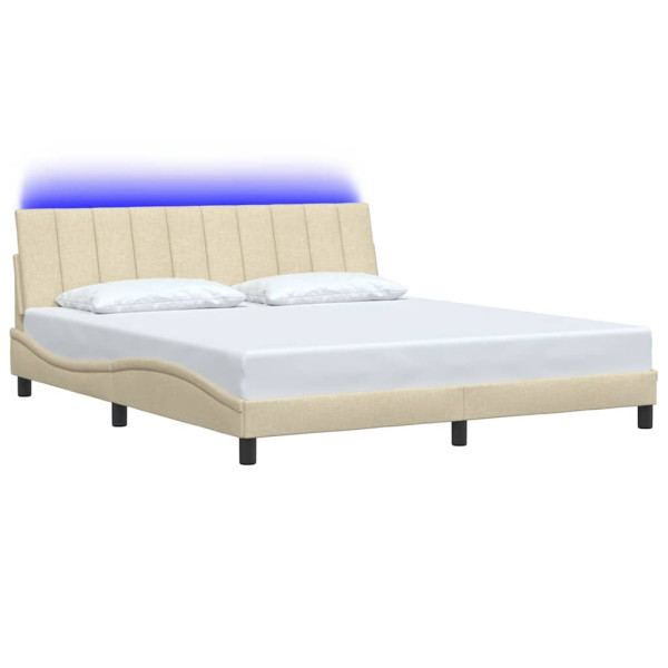 Cama sin colchón tela color crema 180x200 cm M 3