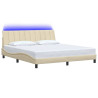 Estrutura de cama sem colchão 180x200 cm tecido cor creme 3