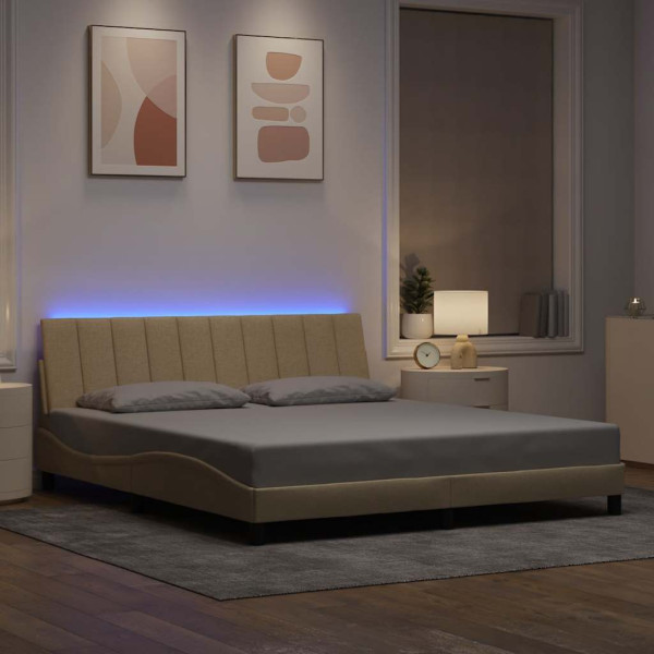Cama sin colchón tela color crema 180x200 cm M 4