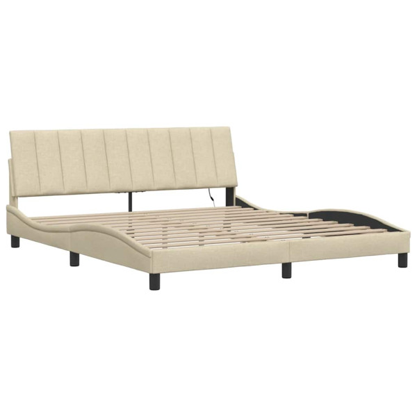 Estrutura de cama sem colchão 180x200 cm tecido cor creme M 5