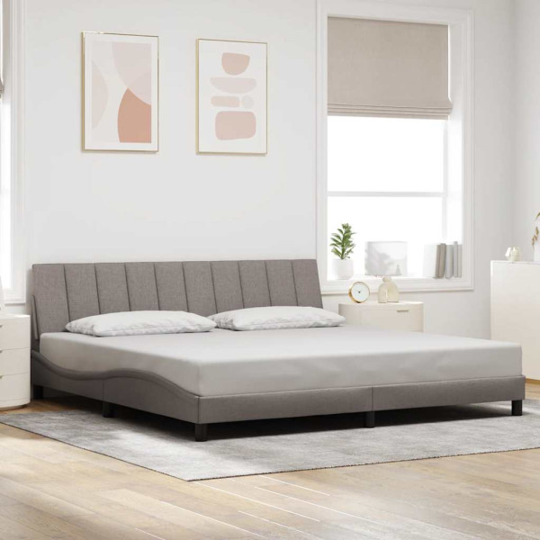 Cama sin colchón tela gris taupe 200x200 cm D