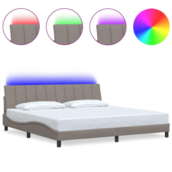 Cama sem colchão 200x200 cm tecido cinzento-acastanhado M 2