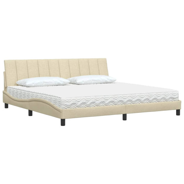 Cama com colchão 200x200 cm tecido cor creme M 4