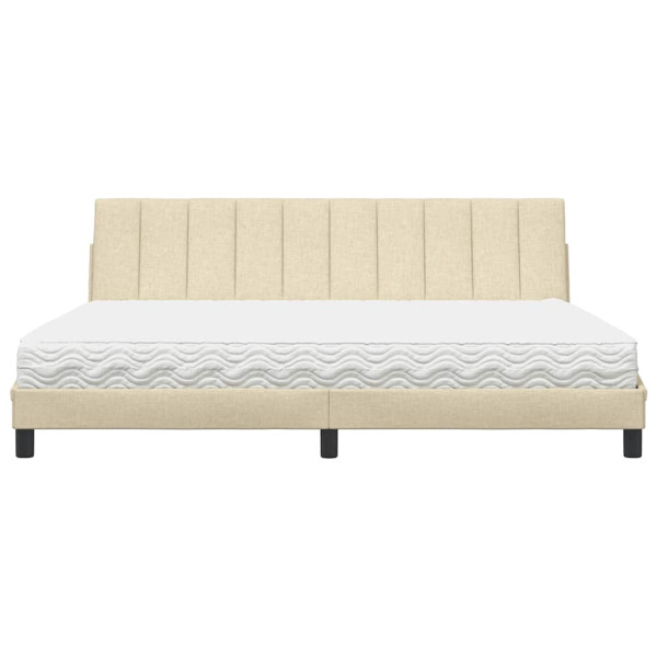 Cama com colchão 200x200 cm tecido cor creme M 5