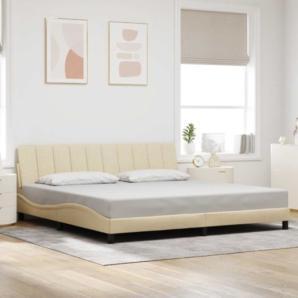 Cama sin colchón tela color crema 200x200 cm D