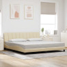 Cama sin colchón tela color crema 200x200 cm 1