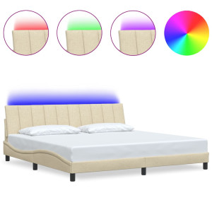 Cama sin colchón tela color crema 200x200 cm H