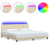Estrutura de cama sem colchão 200x200 cm tecido cor creme 2