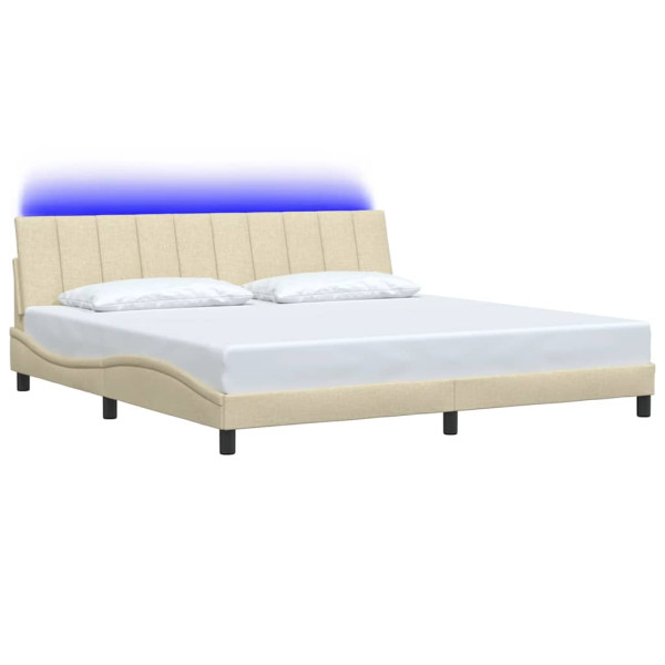 Estrutura de cama sem colchão 200x200 cm tecido cor creme M 3