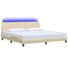 Estrutura de cama sem colchão 200x200 cm tecido cor creme 3