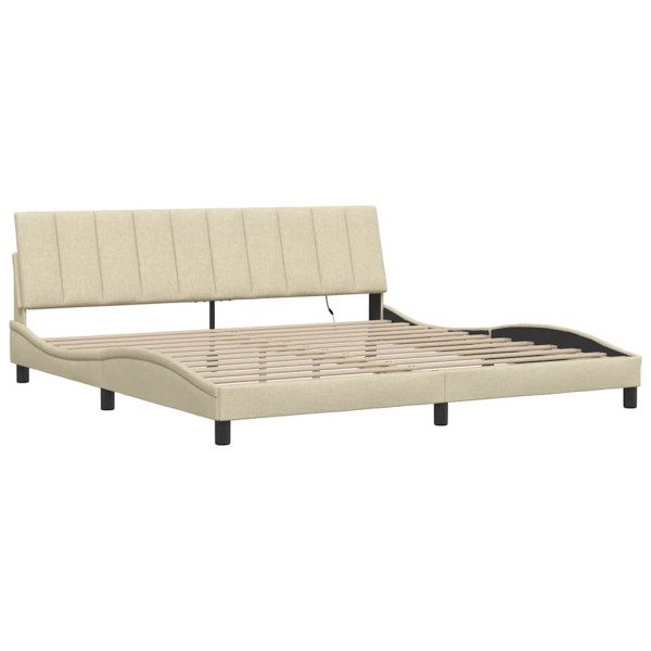 Cama sin colchón tela color crema 200x200 cm M 5