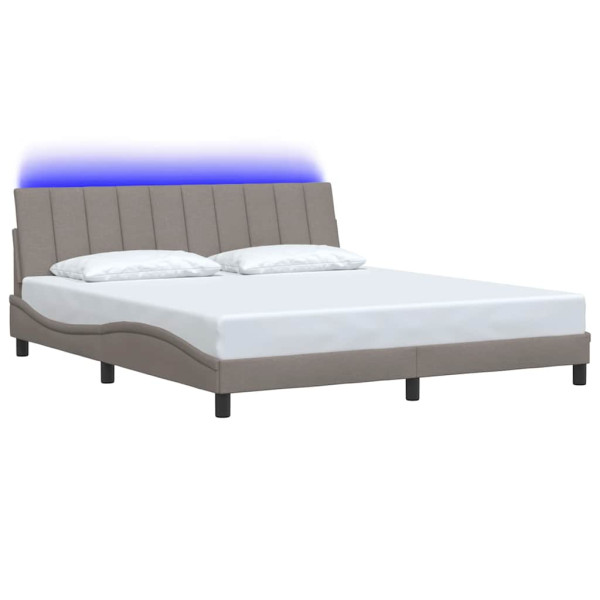 Cama sin colchón tela gris taupe 180x200 cm M 3