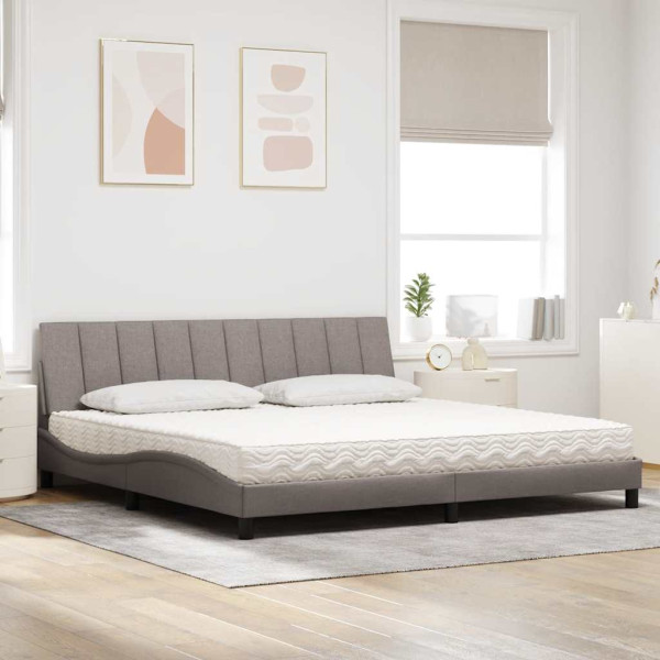 Cama con colchón tela gris taupe 200x200 cm M 3