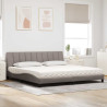 Cama con colchón tela gris taupe 200x200 cm 3