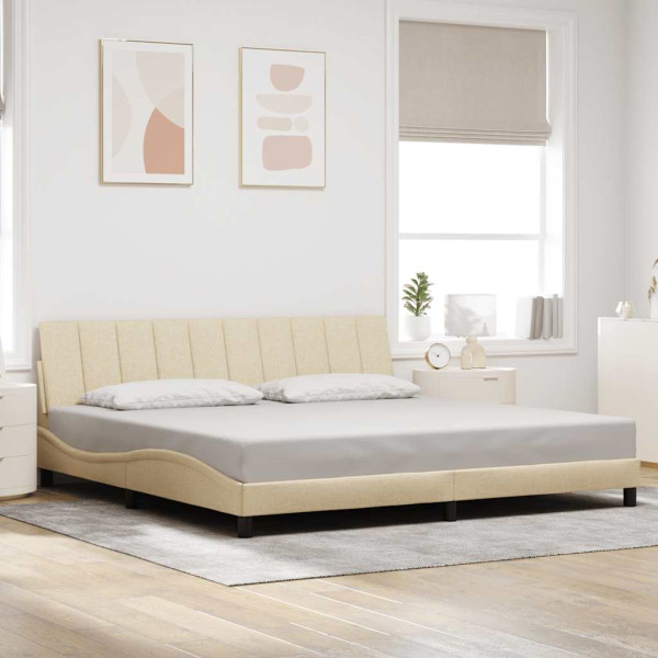 Cama sin colchón tela color crema 200x200 cm D