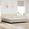 Estrutura de cama sem colchão 200x200 cm tecido cor creme 1