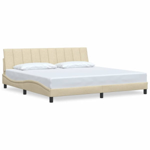Estrutura de cama sem colchão 200x200 cm tecido cor creme H