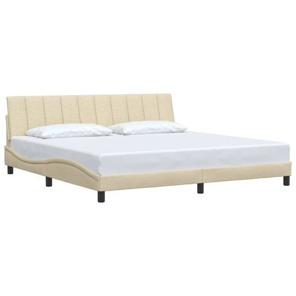 Estrutura de cama sem colchão 200x200 cm tecido cor creme M 3