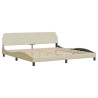 Estrutura de cama sem colchão 200x200 cm tecido cor creme 5