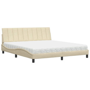 Cama con colchón de tela color crema 180x200 cm H