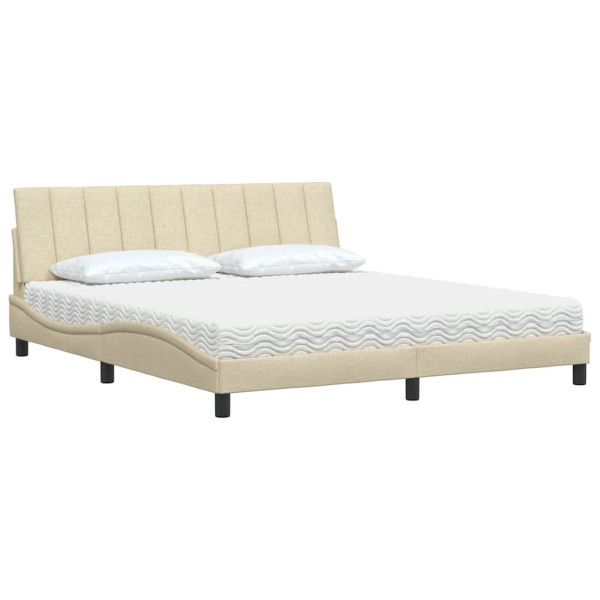 Cama com colchão 180x200 cm tecido cor creme M 4