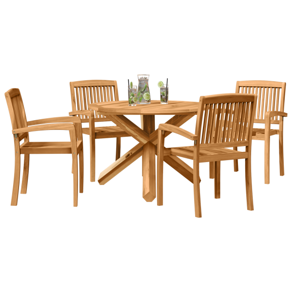 Conjunto de Jantar para Jardim 3 pcs Castanho 109 x 109 x 74 cm M 3